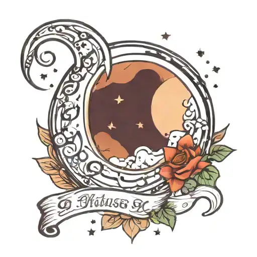 Crescent Moon With Stars And Musical Notes And With The Name Vihansa