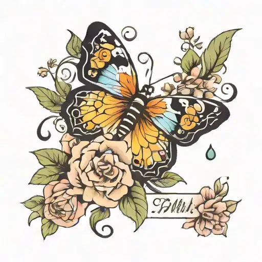 Butterfly And Floral With Date