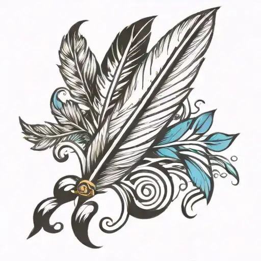 Feather Quill Scrawling Line