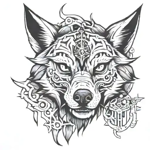 Wolf With Trishul