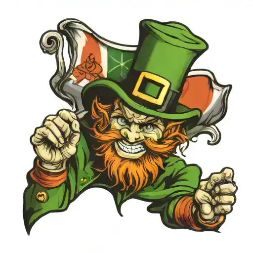 Leprechaun On Irish Flag