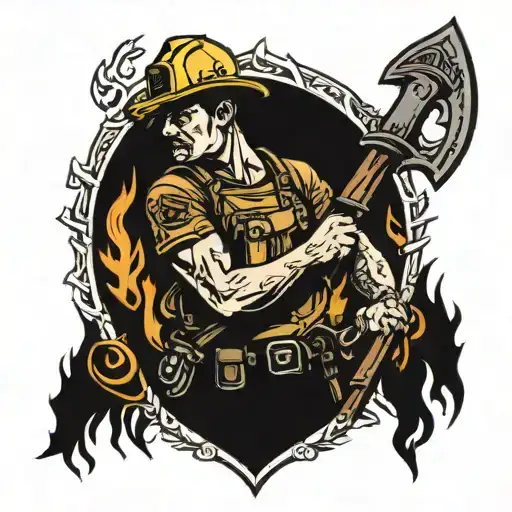 Wildland Firefighter Holding A Rakehoe