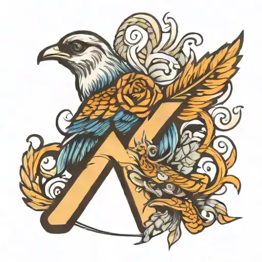 Infinity Feather Bird Letter M