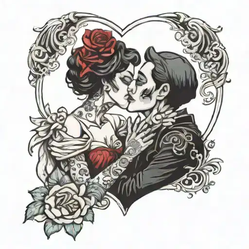 Two Gothic Lovers Kissing