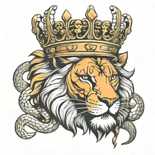 Lion With Crown And Snake Intertwined