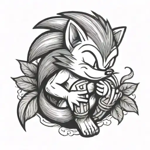 Sleeping Baby Sonic The Hedgehog Held In 2 Hands