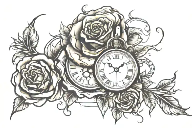 A Rose Wrapped In A Lion Head With A Clock Melting