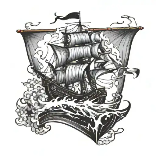 Ship With Kraken Crushing Sails