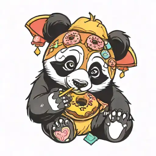 Panda Bear Eatting A Donut