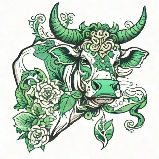 Cow White And Green