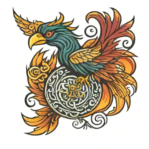 Phoenix Drawn As An Alchemical Symbol
