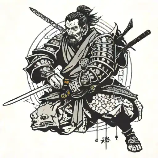 Samurai Behading A Shinobi With A Dobberman Head