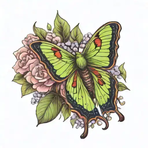 Luna Moth With Hydrangea Flower For Chest