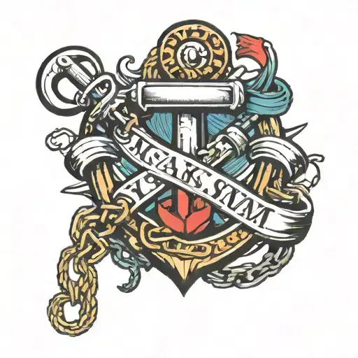 Anchor Wiht A Chain Attached And Writing Saying Sink Or Swim