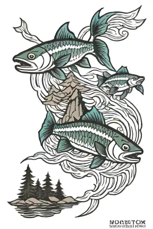 Fish Mountain Trees River