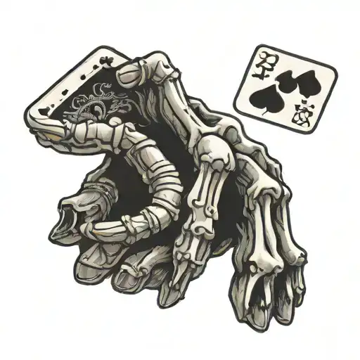 A Skeleton Hand Holding A Pair Of 2'S Cards