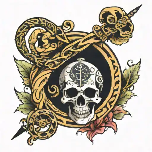 Rod Of Asclepius With Skull