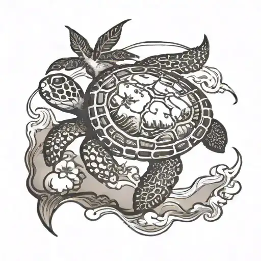 Map Of St John Usvi And Sea Turtle Swimming