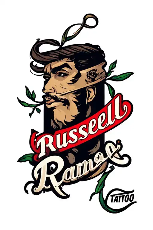 The Word Russell In Cursive As A Stem