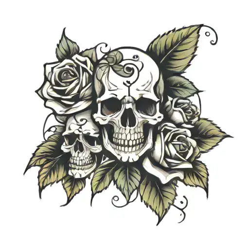 Roses With Skull Hiding