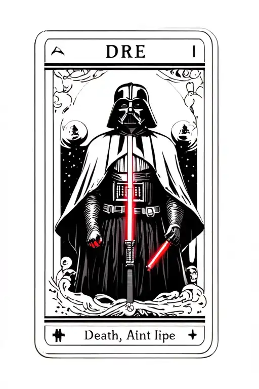 Darth Vader Death Tarot Card Featuring Red Light Saber