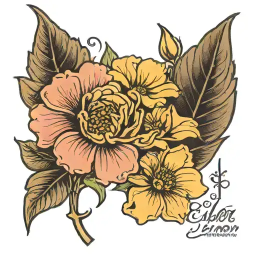 September Birth Flower With Ellanor Written In The Stem