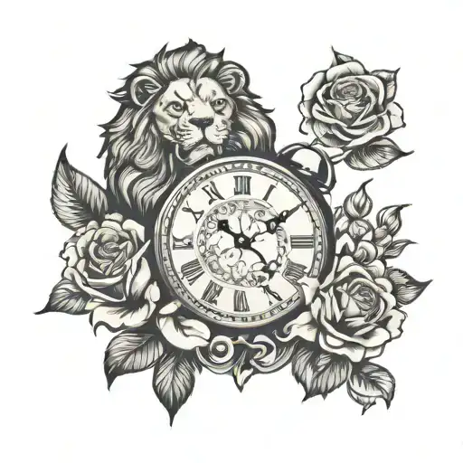 Roses Cloud Clock And Lion
