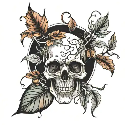 Skull Tree Autumn Leafs