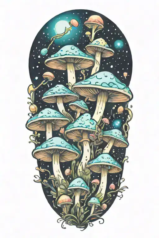 Galaxy Themed Vibrant Colored Space Mushrooms