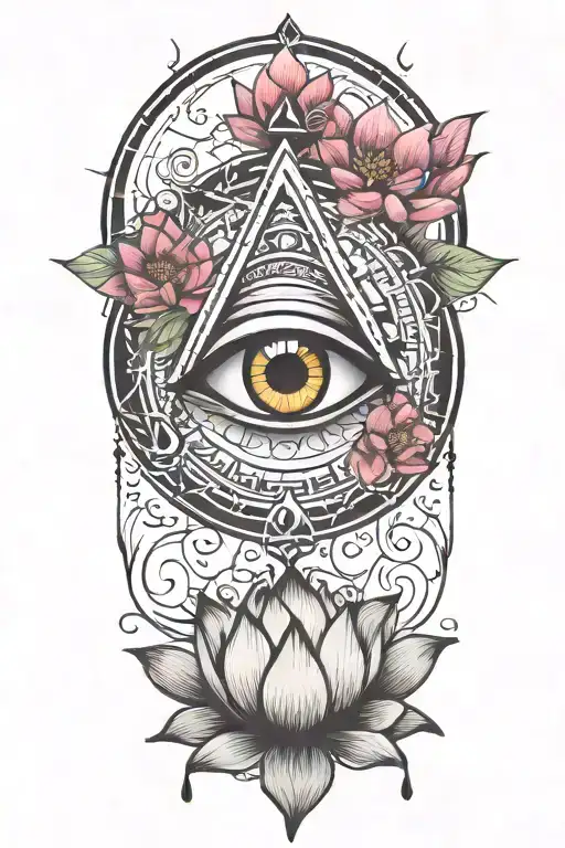 All Seeing Eye With Lotus Flower