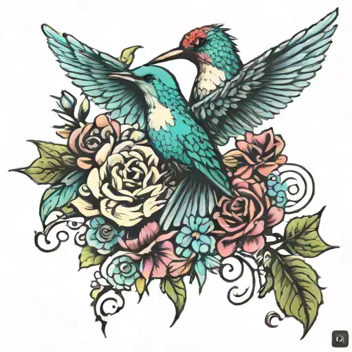 Humming Bird Floral Cross Lion