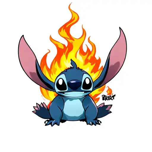 Stitch As Fire Pokemon