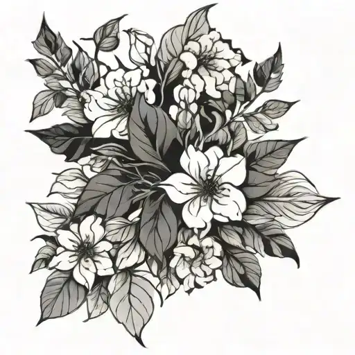 Flower Large Black Leaves