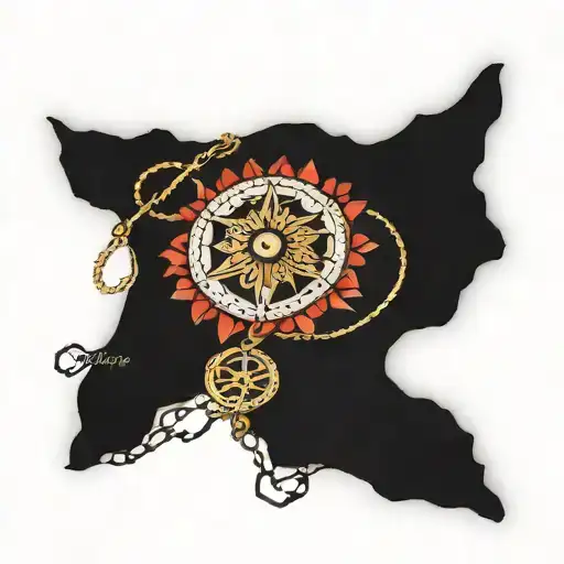 Mandala Chain Flowers Compass