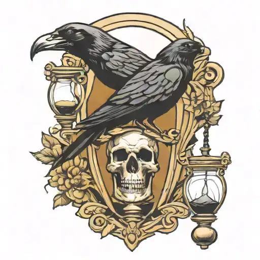 Raven Skull Hourglass Filled