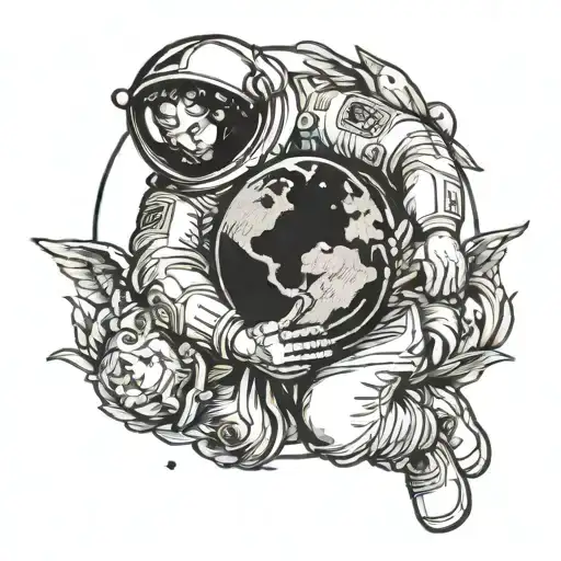 Apollo Holding Earth With Astronaut In Space Above