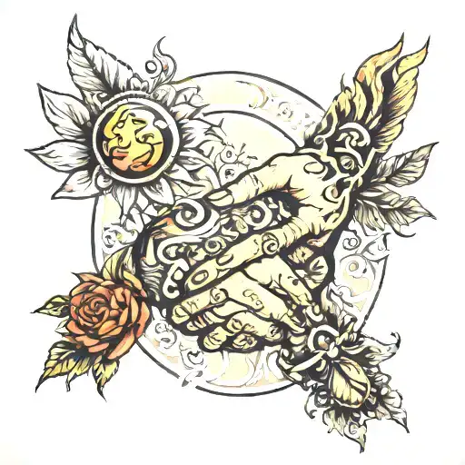 Sun Shinning Son Holding Hands