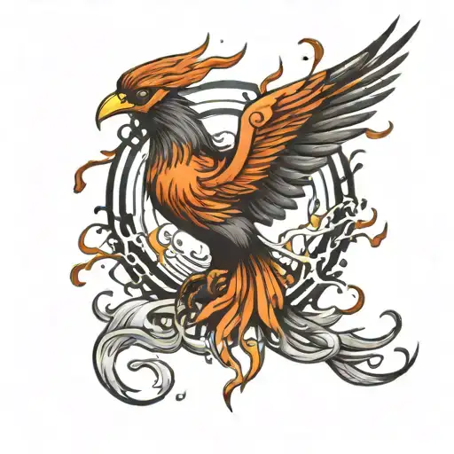 Phoenix Bird Rising From Ashes