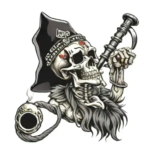 Skull Smoking Hookah