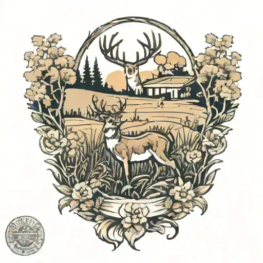 Field With Deer And Raised Box Stand