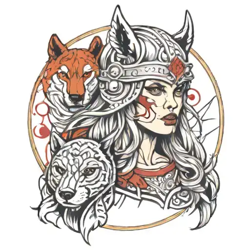 Create A Viking Shield Maiden That Is Bleeding With A Wolf Helmet