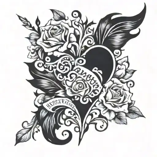 Plain Black Heart With Grayson And Peyton Names