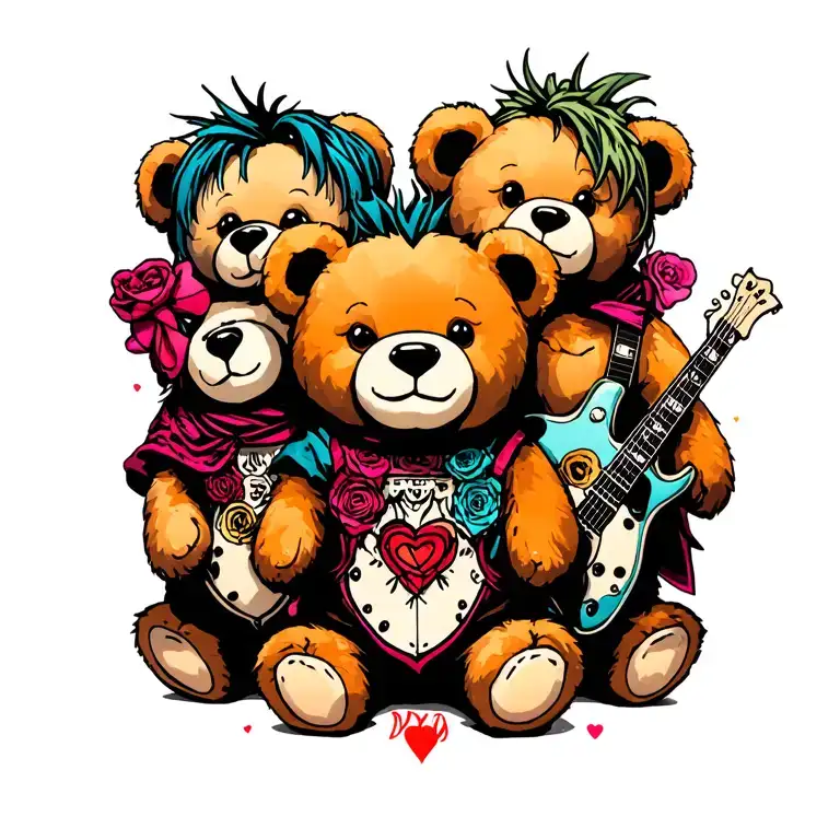 3 Teenage Punk Rock Teddy Bears