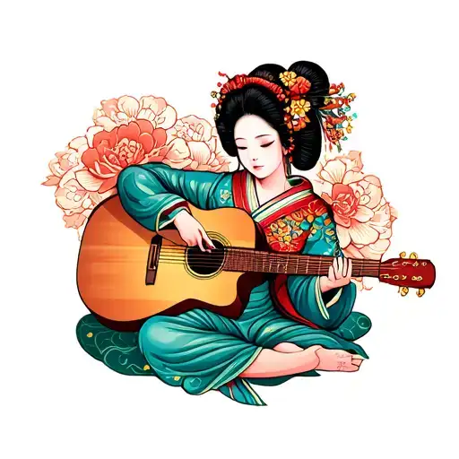 Geisha Playing Guitar