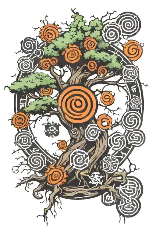 Tree With Naruto Village Signs