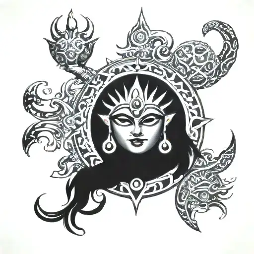 Trishul And Eye Of Mahakali Sun