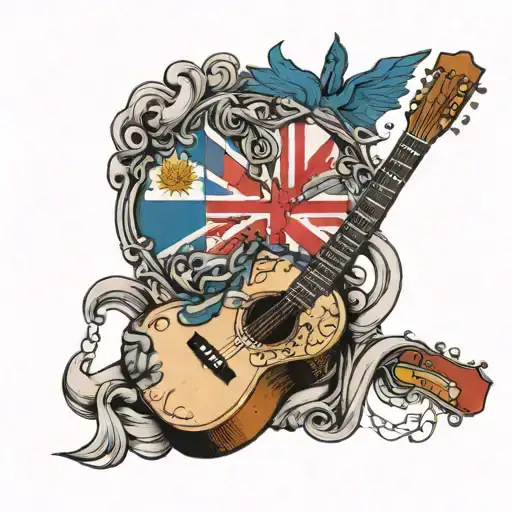 Newfoundland Flag And Guitar And Roofing And Music