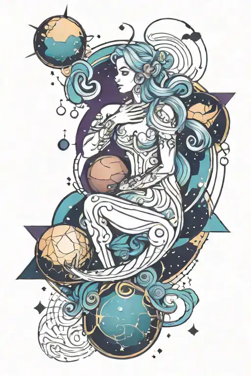 Aquarius Constallation With Amathyst And Planets