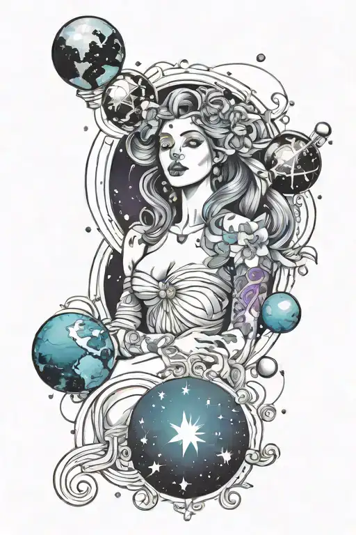 Aquarius Constallation With Amathyst And Planets