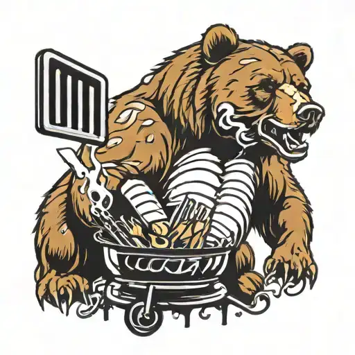 A Bear Grilling In Backyard